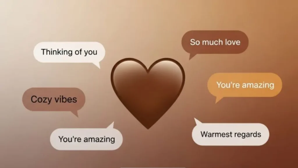 Brown heart meaning in texts and social media